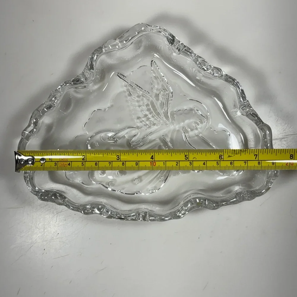 Mikasa‎ Candy Dish Clear Glass Angel Music Trumpet Cloud Shape Trinket Tray 7.5